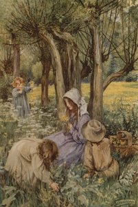 Åh, at være i England nu, hvor april er der (farve litho)