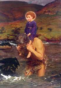 St. Christopher bærer Kristusbarnet (olie på lærred) af Eleanor Fortescue Brickdale