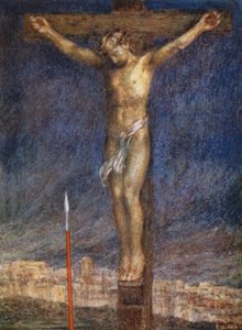 Kongens triumf, "Det er færdigt" (farve litho) af Eleanor Fortescue Brickdale