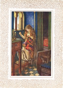 The Lily Maid of Astolat ellers kendt som Lady of Shalott, illustration fra 