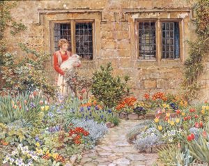 Mor og barn i en blomsterhave af Eleanor Fortescue Brickdale