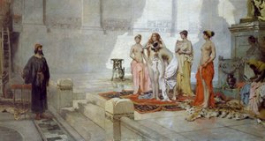 Zeuxis and the Maidens of Croton, af Eleuterio Pagliano (1826-1903), olie på lærred