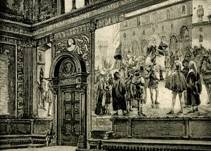 Freskerne i den store sal i barnabitternes palads, af Elia Bonci (1866-1953), Macerata, Marche, Italien af Elia Bonci