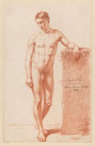 Stående nøgen mand, set forfra (2. præmie 1818) af Elias Friedrich Kruger