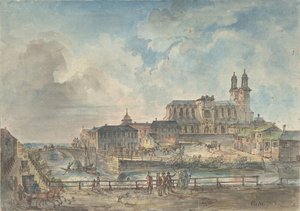 Udsigt over Uppsala katedral fra nord, 1700-begyndelsen af det 19. århundrede.