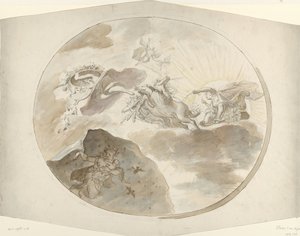 Loftmaleridesign med Aurora, der jager natten væk af Elias van Nijmegen (possibly)