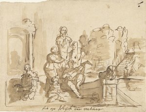 Allegori med musikskabende figurer i en have af Elias van Nijmegen