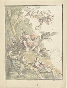 Apollon og muserne på Parnassus af Elias van Nijmegen