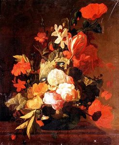Roser, tulipaner, convolvuli mm. af Elias van den (follower of) Broeck