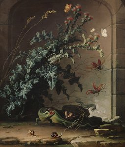 Stenniche med tidsel, firben og insekter, 1690