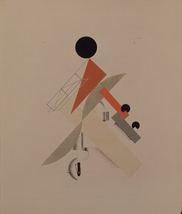 Globetrotter. Figur til operaen Victory over the sun af A. Kruchenykh, 1920-1921 af Eliezer Markowich Lissitzky