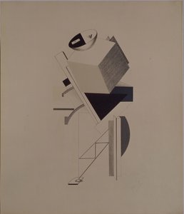 Stærk fyr. Figur til operaen Victory over the sun af A. Kruchenykh, 1920-1921 af Eliezer Markowich Lissitzky
