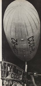 Sovjetunionen er begyndt at bygge dirigibles. Illustration fra USSR Builds Socialism, 1933. af Eliezer Markowich Lissitzky