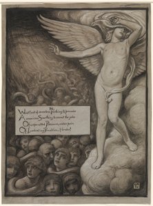 (Illustration til Rubáiyát af Omar Khayyám) Kærligheden skrumper forskrækket ind ved synet af helvede af Elihu Vedder