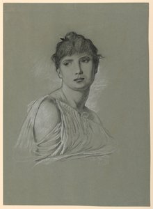 Tegning, Portrætskitse af en ung kvinde, ca. 1885 af Elihu Vedder