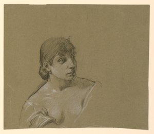 Tegning, Portræt af en ung kvinde, ca. 1885 af Elihu Vedder