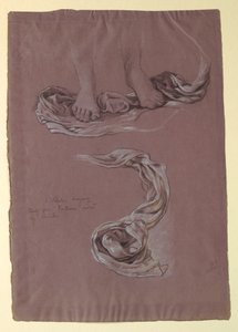 Tegning, studie af draperi "Fortune", ca. 1877 af Elihu Vedder