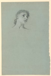 Tegning, Studie af en pige, ca. 1885 af Elihu Vedder