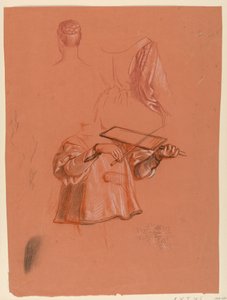 Tegning, figur- og draperistudier, ca. 1885 af Elihu Vedder