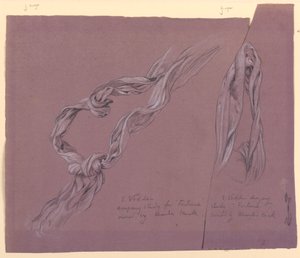 Tegning, studier af draperi til "Fortune"-figur, ca. 1877 af Elihu Vedder