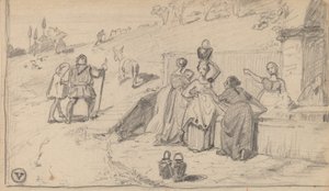 far og søn, ca. 1859. af Elihu Vedder