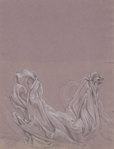 Figurstudier (recto); Drapery Study (verso) af Elihu Vedder