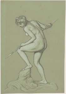 Pigen Spearing Delfin af Elihu Vedder