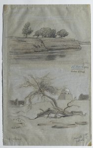 Nilen, 1890 (farvet blyant på papir) af Elihu Vedder