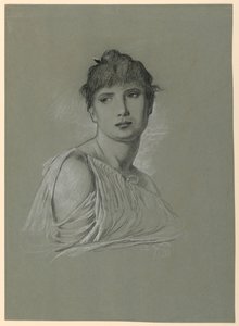 Portrætskitse af en ung kvinde af Elihu Vedder
