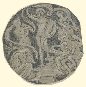 Undersøgelse for Center Circle of Huntington Ceiling; Apollo og ledsagere af Elihu Vedder