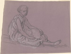 Undersøgelse til "Græske piger badning" af Elihu Vedder