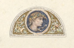 Studie for Lunette med kvindeligt hoved af Elihu Vedder