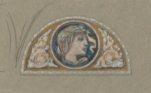 Studie for Lunette med kvindeligt hoved af Elihu Vedder