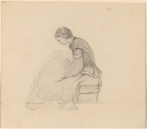 Studie af en pige, der læser af Elihu Vedder