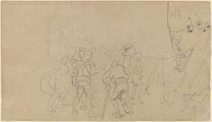 Landsbyscene af Elihu Vedder