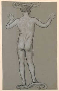 figurstudie: design til et springvand af Elihu Vedder
