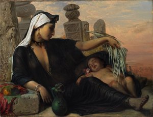 En egyptisk Fellah-kvinde med sin baby