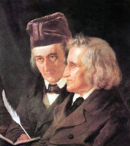 Brødrene Grimm: Jacob (1785-1863) og Wilhelm (1786-1859) maleri af Elisabeth Jerichau-Baumann