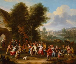 A Village Kermesse (olie på lærred) af Elisabeth Seldron