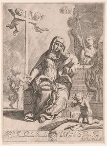 Smertensmadonna med symboler på lidelseshistorien af Elisabetta Sirani