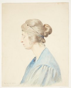 Portræt af Olivia Holm-Møller (brystbillede i profil) af Elise Konstantin Hansen