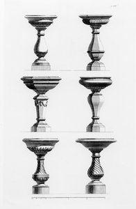 Designs til urner i den antikke smag, fra A Book of Architecture, af James Gibbs (1682-1754), udgivet 1739 (se også 171987)