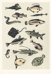 Yellow Japanese Fish, 2016 (screenprint) af Eliza Southwood