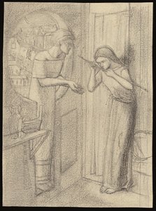 Clerk Saunders (blyant på papir) af Elizabeth Eleanor (1834 62) Siddal