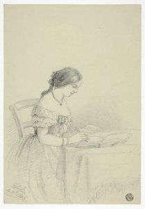 Kvinde akvarel (muligvis et selvportræt)