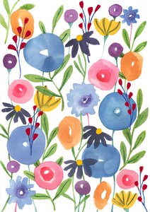 Boho Flowers, 2018 (akvarel) af Elizabeth Rider