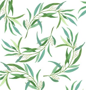 Eucalyptus Leaves, 2018 (akvarel og akryl) af Elizabeth Rider