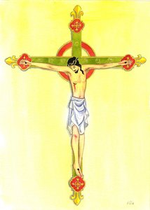 A Crucifix, 2001 (w/c på papir) af Elizabeth Wang