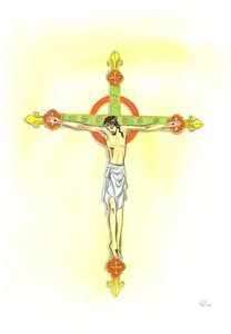 A Crucifix, 2001 (w/c på papir) af Elizabeth Wang