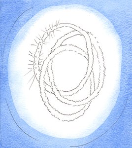 En russisk vielsesring: En tredobbelt vielsesring er et symbol på guddommen, den er enkel og smuk, 2001 (w/c på papir)